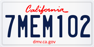 CA license plate 7MEM102