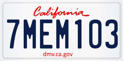 CA license plate 7MEM103