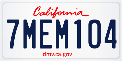 CA license plate 7MEM104