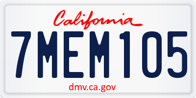 CA license plate 7MEM105