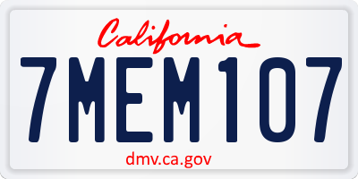 CA license plate 7MEM107