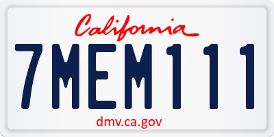 CA license plate 7MEM111