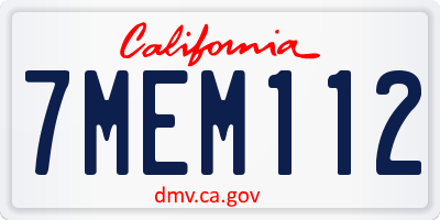 CA license plate 7MEM112
