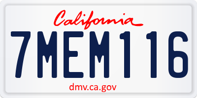 CA license plate 7MEM116