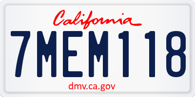 CA license plate 7MEM118