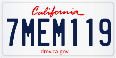 CA license plate 7MEM119