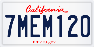 CA license plate 7MEM120