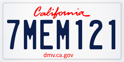 CA license plate 7MEM121