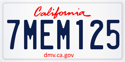 CA license plate 7MEM125