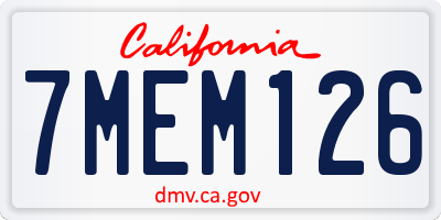 CA license plate 7MEM126