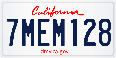 CA license plate 7MEM128