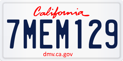 CA license plate 7MEM129