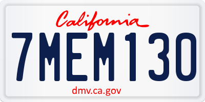 CA license plate 7MEM130