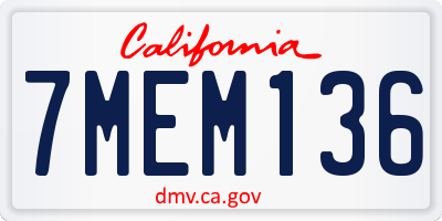 CA license plate 7MEM136