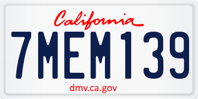 CA license plate 7MEM139