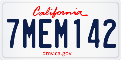 CA license plate 7MEM142