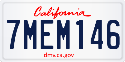CA license plate 7MEM146