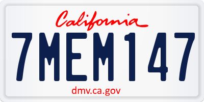 CA license plate 7MEM147