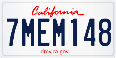 CA license plate 7MEM148