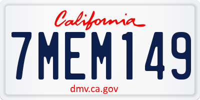 CA license plate 7MEM149