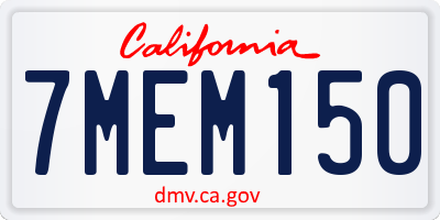 CA license plate 7MEM150
