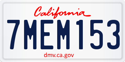 CA license plate 7MEM153