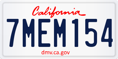 CA license plate 7MEM154