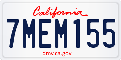 CA license plate 7MEM155