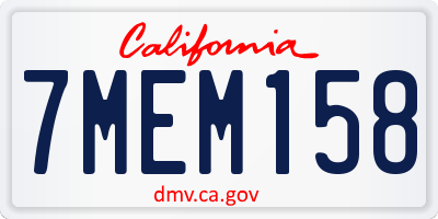 CA license plate 7MEM158
