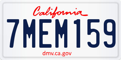 CA license plate 7MEM159