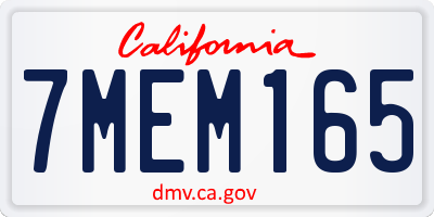 CA license plate 7MEM165