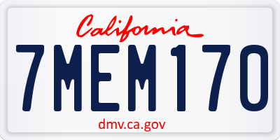 CA license plate 7MEM170