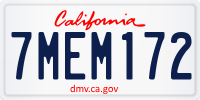 CA license plate 7MEM172