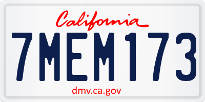 CA license plate 7MEM173