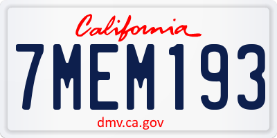CA license plate 7MEM193