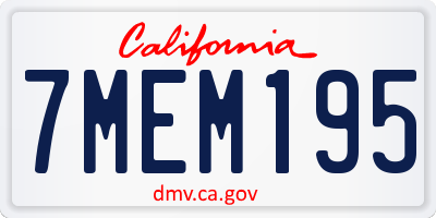 CA license plate 7MEM195