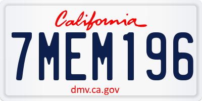 CA license plate 7MEM196