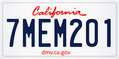 CA license plate 7MEM201