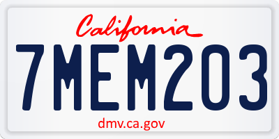 CA license plate 7MEM203