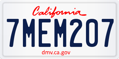 CA license plate 7MEM207