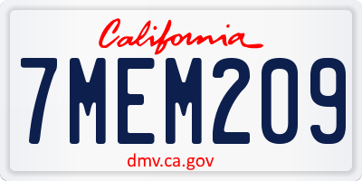 CA license plate 7MEM209