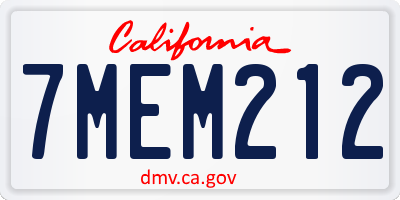 CA license plate 7MEM212