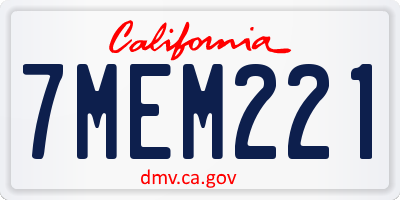 CA license plate 7MEM221