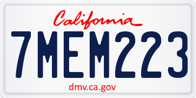 CA license plate 7MEM223