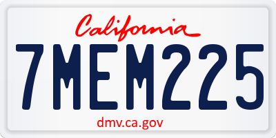 CA license plate 7MEM225