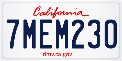 CA license plate 7MEM230