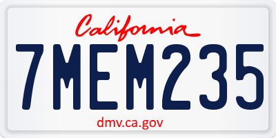 CA license plate 7MEM235