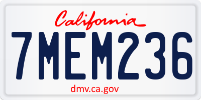 CA license plate 7MEM236