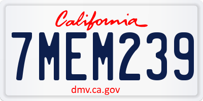 CA license plate 7MEM239