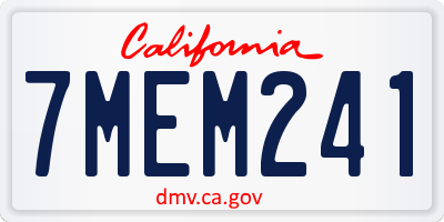 CA license plate 7MEM241
